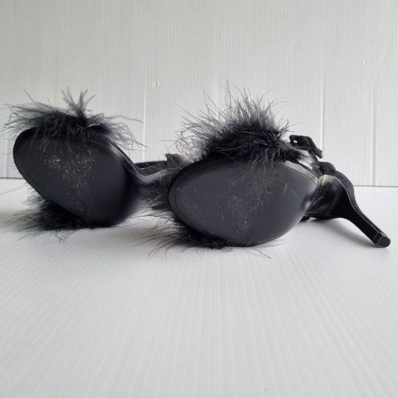 Aje. Black Feather & Suede Open Toe Stilettos Size 36 - Picture 7 of 10